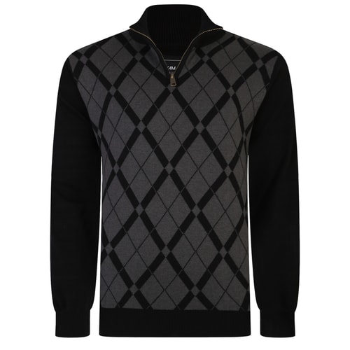 KAM 1/4 Zip Diamond Knit Schwarz
